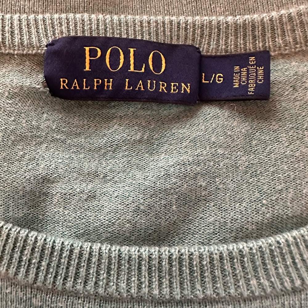 Polo Ralph Lauren Men’s turquoise cotton cashmere crewneck L long sleeve sweater - Picture 10 of 13
